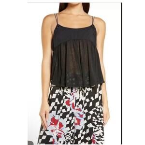 Free People Movement Black Catch Me Drift Tank Top XS Small Semi Sheer OB126447